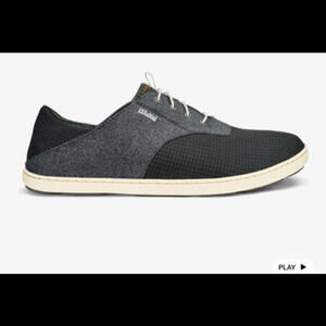 Olukai shoes mens 9.5 black gray nohea moku slip on beach boat summer casual